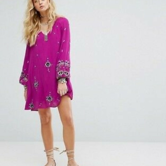 Free people Oxford embroidered mini dress XS